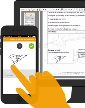 signature document sur smartphone avec impression