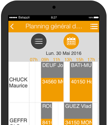 gestion planning agenda client employe sous traitant affichage iphone android