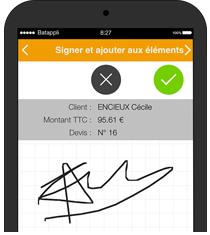 validation accord signature devis ecran iphone android