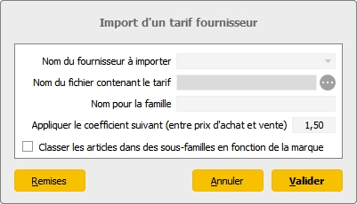 import tarif fournisseur btp batiment